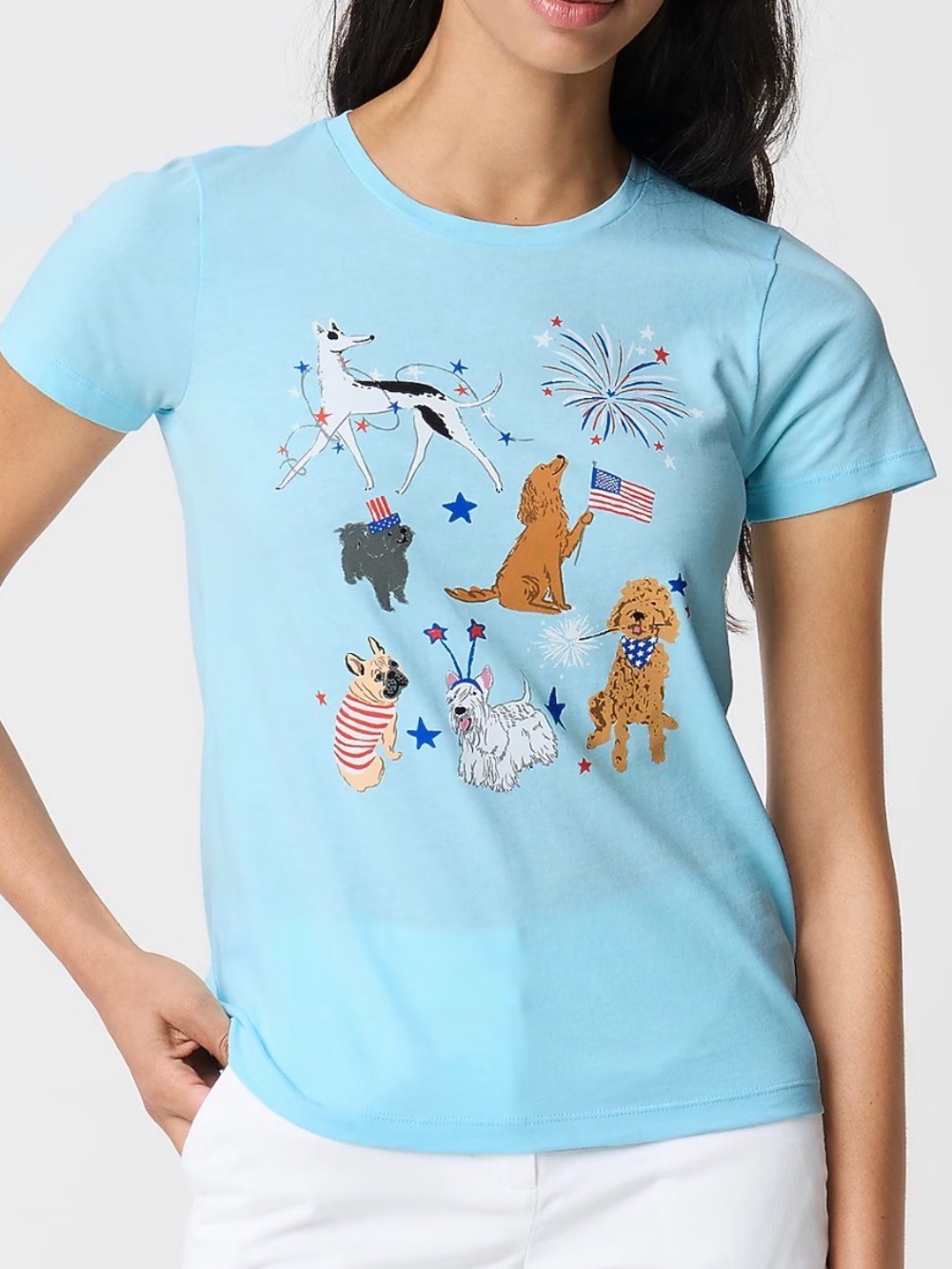 J. Crew Red, White and Blue Dogs T-Shirt